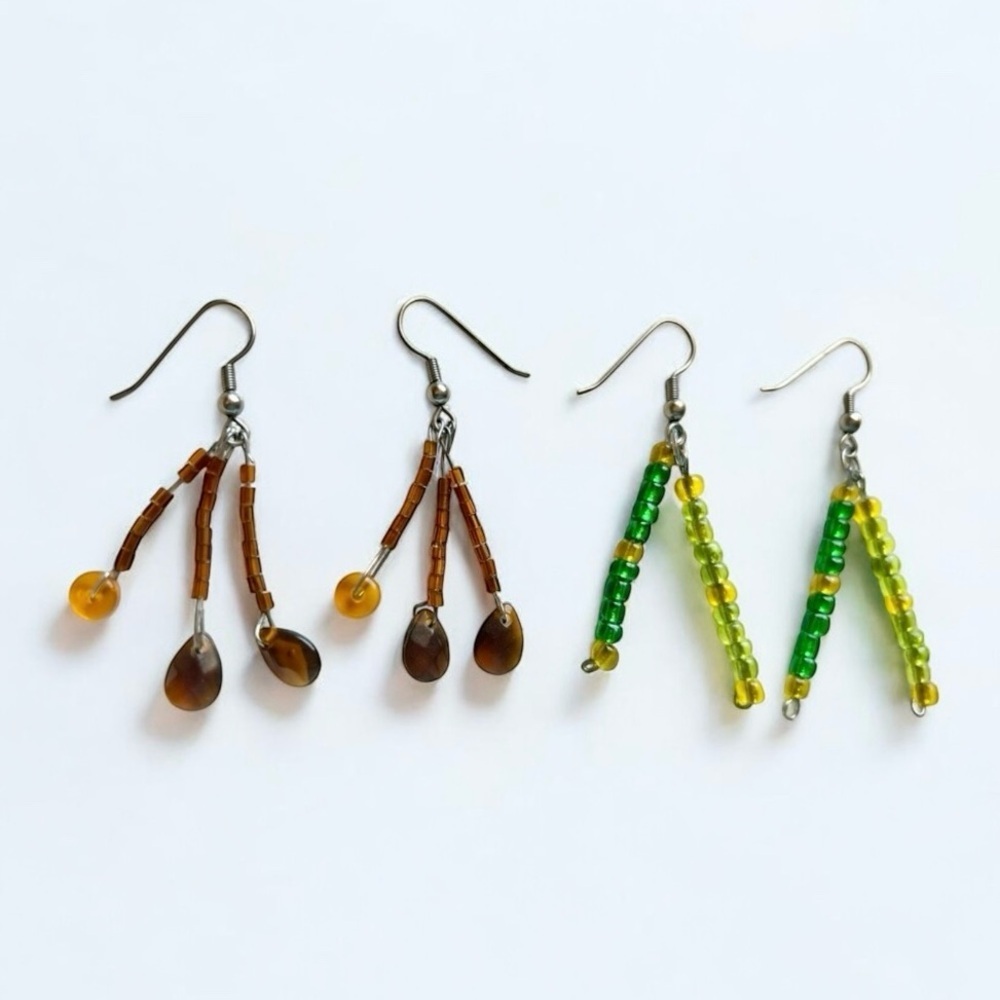 Vintage Jewelry Bundle Set of Handmade Beaded Dangle Earrings Boho Mixed Lot